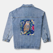 William Morris Owl Tapestry, Beige and Cobalt Blue Denim Jacket (Achterkant)