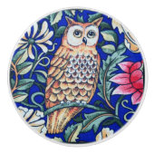 William Morris Owl Tapestry, Beige and Cobalt Blue Keramische Knop (Voorkant)