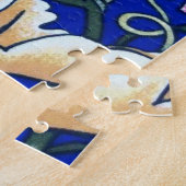 William Morris Owl Tapestry, Beige and Cobalt Blue Legpuzzel (Zijkant)