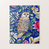 William Morris Owl Tapestry, Beige and Cobalt Blue Legpuzzel (Verticaal)
