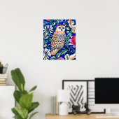 William Morris Owl Tapestry, Beige and Cobalt Blue Poster (Thuiskantoor)