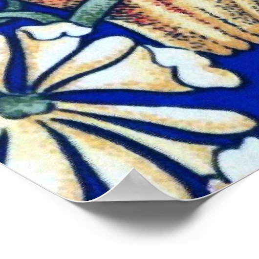 William Morris Owl Tapestry, Beige and Cobalt Blue Poster (Hoek)