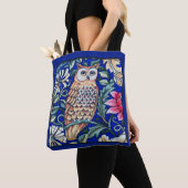William Morris Owl Tapestry, Beige and Cobalt Blue Tote Bag (Dichtbij)
