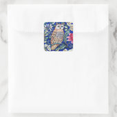 William Morris Owl Tapestry, Beige and Cobalt Blue Vierkante Sticker (Tas)