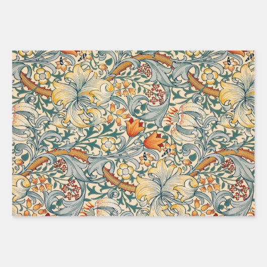William Morris Pack 3 Papierbladen met onmiddellij Inpakpapier Vel (Voorkant)