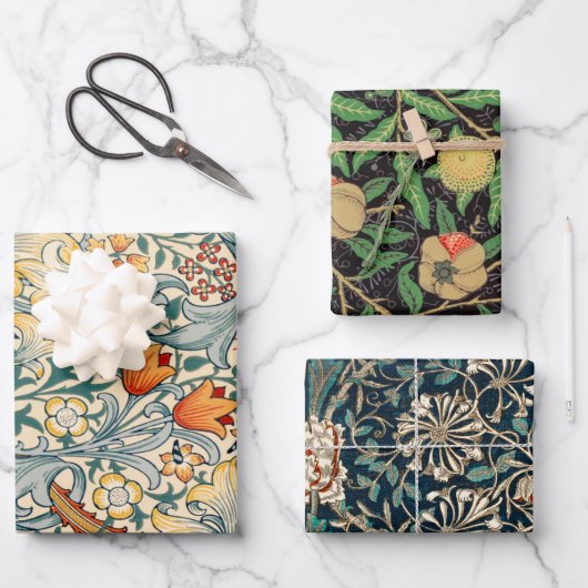 William Morris Pack 3 Papierbladen met onmiddellij Inpakpapier Vel (Voorkant)