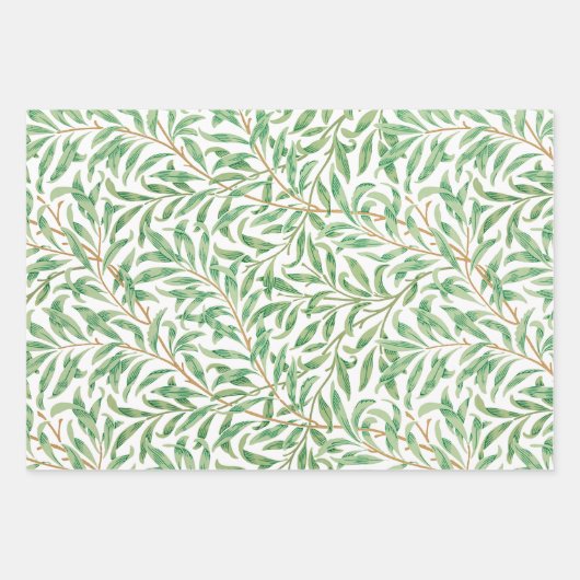 William Morris Pastel Green Willow Leaf Branches Inpakpapier Vel (Voorkant 2)