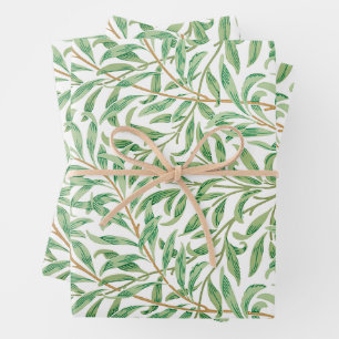 William Morris Pastel Green Willow Leaf Branches Inpakpapier Vel