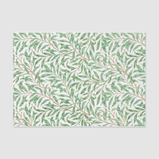 William Morris Pastel Green Willow Leaf Branches Tissuepapier (Voorkant)