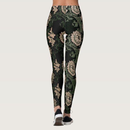 William Morris, patroon, opnieuw ontworpen, donker Leggings (Achterkant)