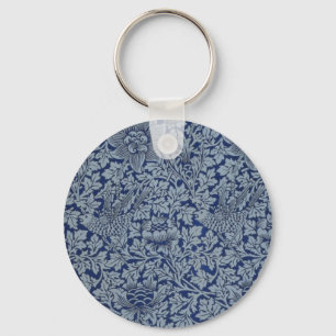 William Morris Pattern Bird en Anemone Sleutelhanger