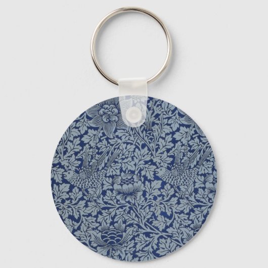 William Morris Pattern Bird en Anemone Sleutelhanger (Voorkant)