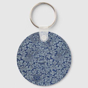 William Morris Pattern Bird en Anemone Sleutelhanger