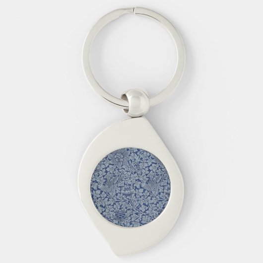 William Morris Pattern Bird en Anemone Sleutelhanger (Voorkant)