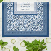 William Morris Pattern en Quotation Elegant Blue Theedoek (Gevouwen)