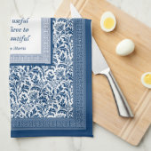 William Morris Pattern en Quotation Elegant Blue Theedoek (Quarter Fold)