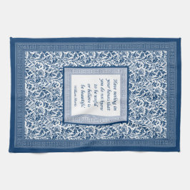William Morris Pattern en Quotation Elegant Blue Theedoek
