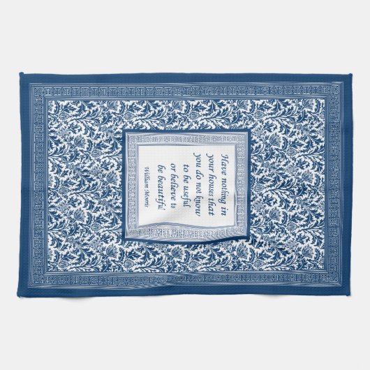 William Morris Pattern en Quotation Elegant Blue Theedoek (Horizontaal)