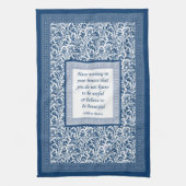 William Morris Pattern en Quotation Elegant Blue Theedoek (Verticaal)