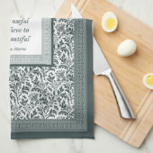 William Morris Pattern en Quotation Elegant Green Theedoek (Quarter Fold)