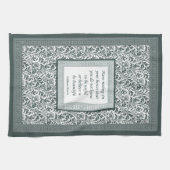 William Morris Pattern en Quotation Elegant Green Theedoek (Horizontaal)