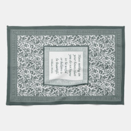 William Morris Pattern en Quotation Elegant Green Theedoek