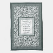 William Morris Pattern en Quotation Elegant Green Theedoek (Verticaal)