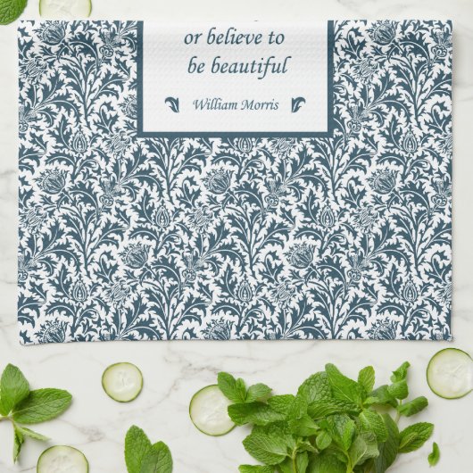 William Morris Pattern en Quotation Elegant Green Theedoek (Gevouwen)