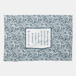 William Morris Pattern en Quotation Elegant Green Theedoek