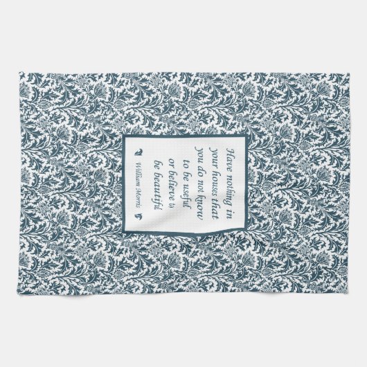 William Morris Pattern en Quotation Elegant Green Theedoek (Horizontaal)