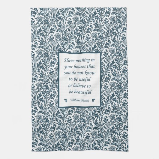 William Morris Pattern en Quotation Elegant Green Theedoek (Verticaal)