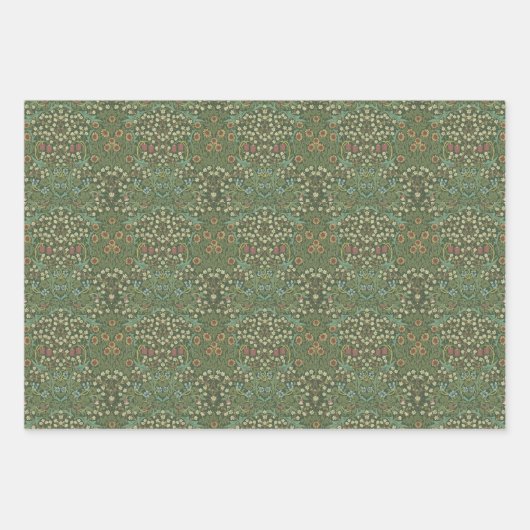 William Morris Pattern Floral Green Inpakpapier Vel (Voorkant)