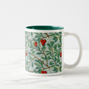 William Morris Pattern in Berry Red en Turquoise Tweekleurige Koffiemok