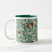 William Morris Pattern in Berry Red en Turquoise Tweekleurige Koffiemok (Links)