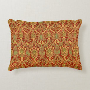 William Morris Pattern Red Turquoise Gold Accent Kussen