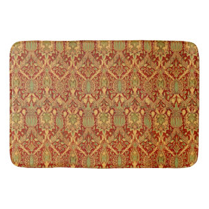 William Morris Pattern Red Turquoise Gold Badmat