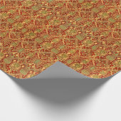  William Morris Pattern Red Turquoise Gold Cadeaupapier (Hoek)