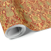  William Morris Pattern Red Turquoise Gold Cadeaupapier (Rol Hoek)
