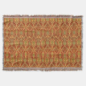  William Morris Pattern Red Turquoise Gold Deken (Voorkant)
