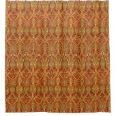  William Morris Pattern Red Turquoise Gold Douchegordijn (Voorkant)