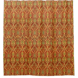  William Morris Pattern Red Turquoise Gold Douchegordijn