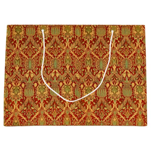 William Morris Pattern Red Turquoise Gold Groot Cadeauzakje (Voorkant)