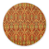 William Morris Pattern Red Turquoise Gold Keramische Knop (Voorkant)