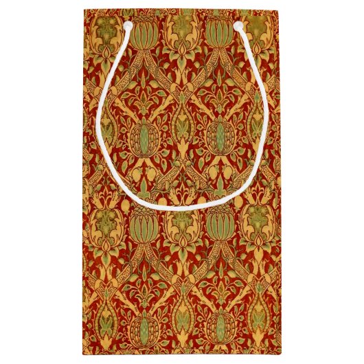 William Morris Pattern Red Turquoise Gold Klein Cadeauzakje (Achterkant)