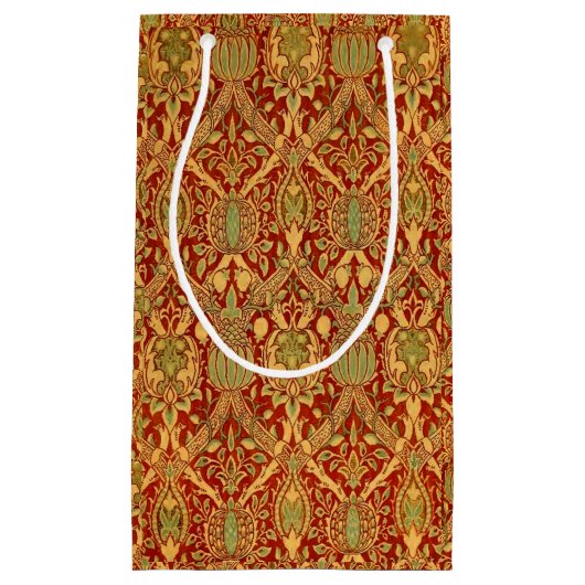 William Morris Pattern Red Turquoise Gold Klein Cadeauzakje (Voorkant)