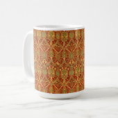  William Morris Pattern Red Turquoise Gold Koffiemok (Voorkant links)