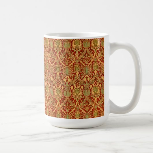  William Morris Pattern Red Turquoise Gold Koffiemok (Rechts)
