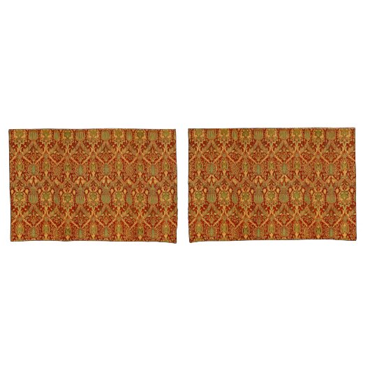  William Morris Pattern Red Turquoise Gold Kussensloop (Voorkant-Set)
