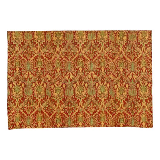 William Morris Pattern Red Turquoise Gold Kussensloop (Voorkant-Rechts)