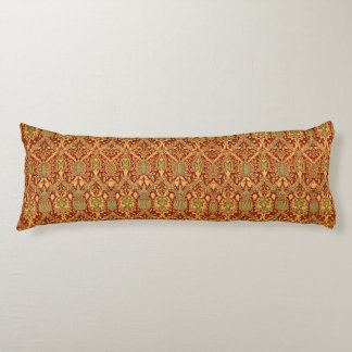 William Morris Pattern Red Turquoise Gold Lichaamskussen